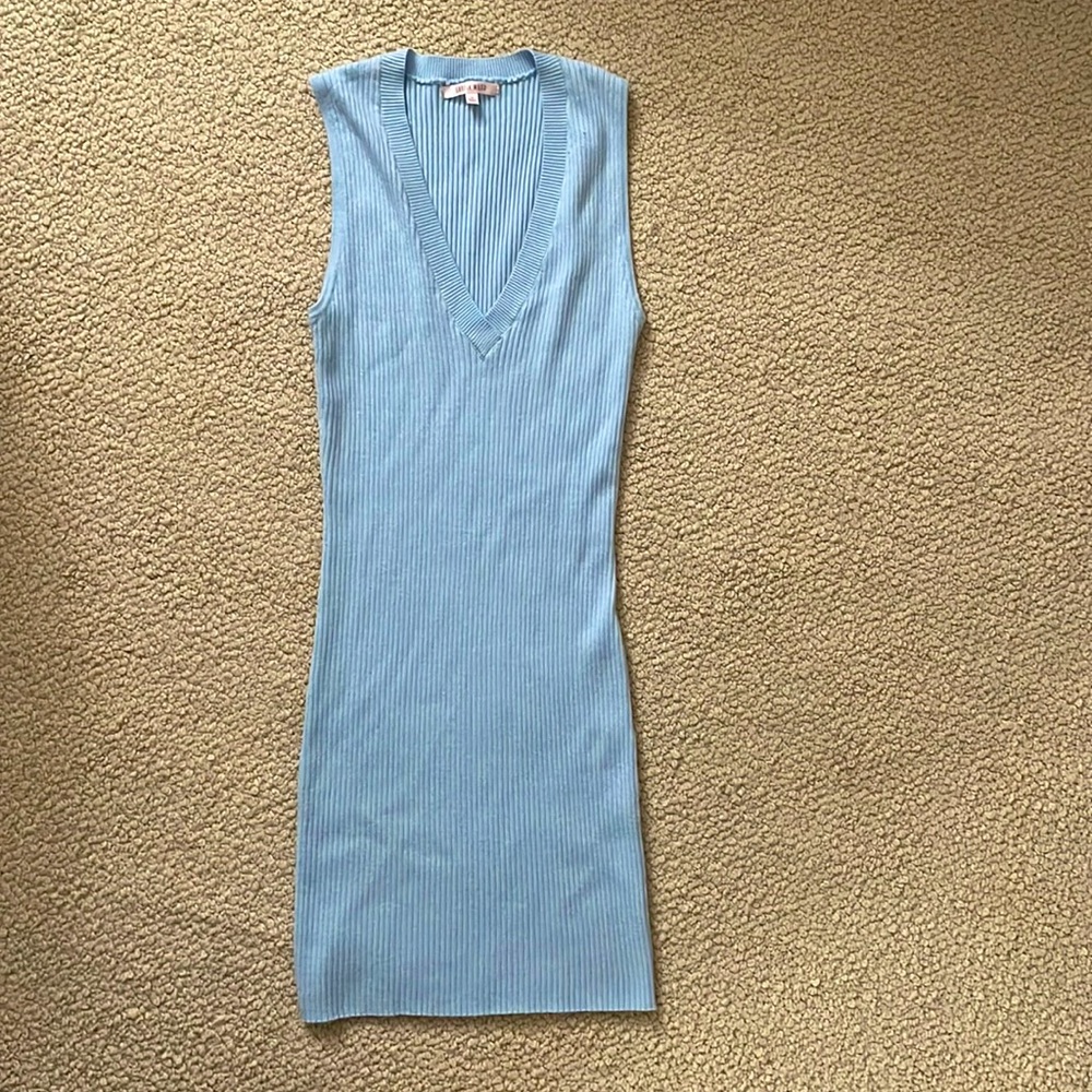 Sky Blue Ribbed Dress